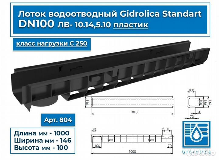 Лотки водоотводные Gidrolica Standart/водоотведени