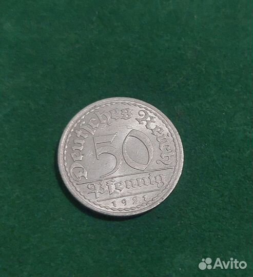 50 пфенингов 1921 Германия, монетный двор - Берлин