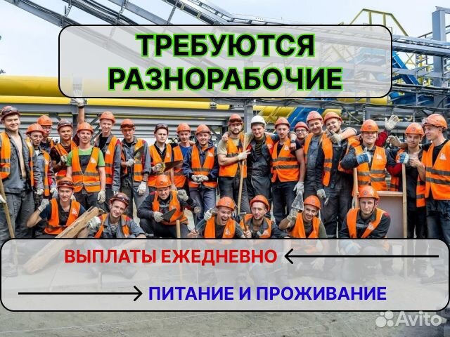 Разнорабочие Ежедневные выплаты Питание