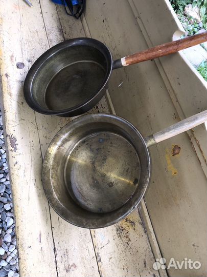 Старинная сковорода большая, латунная