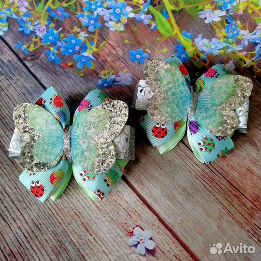 Бантики с бабочками (пара)