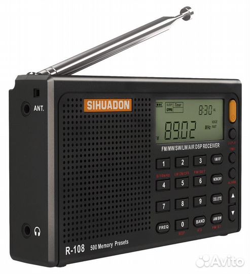 Всеволновый радиоприемник sihuadon R-108 black