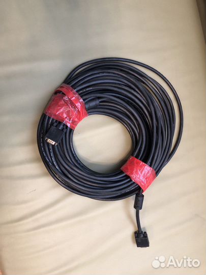 Кабель VGA 30 м чёрный тройной экран