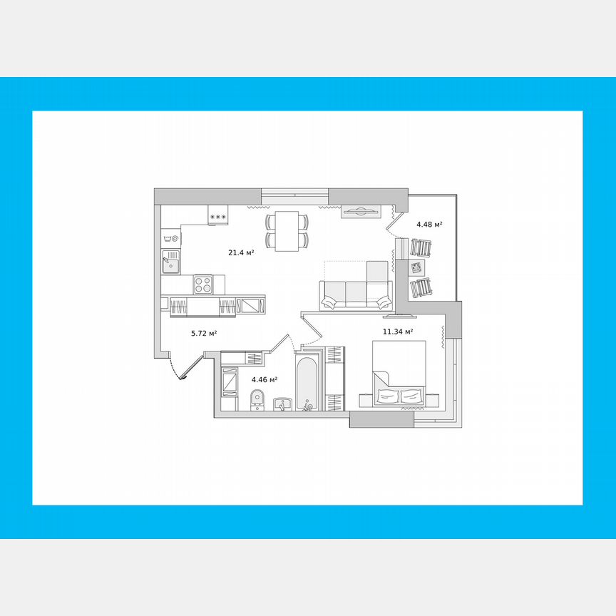 1-к. квартира, 42,4 м², 17/17 эт.