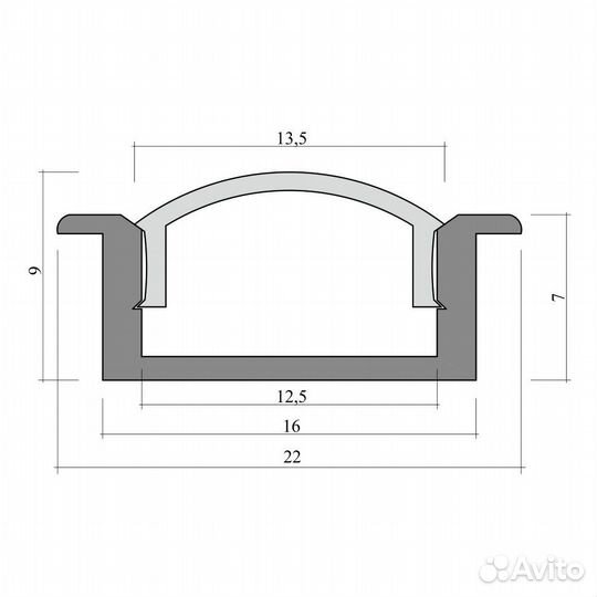 Врезной профиль для светодиодной ленты, 3метра