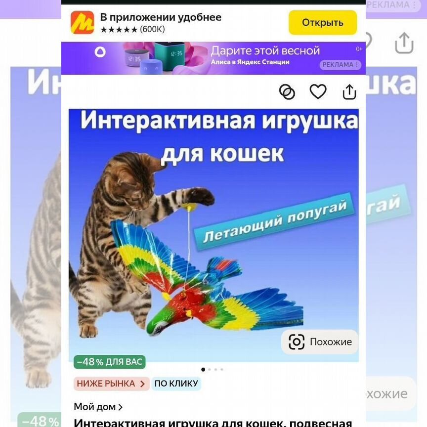 Игрушка попугай для котов и кошек