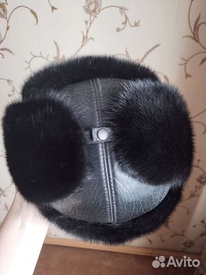 Норковая шапка мужская черная