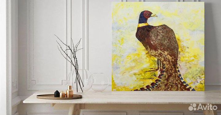 Картина, Фазан, холст масло, 70х70