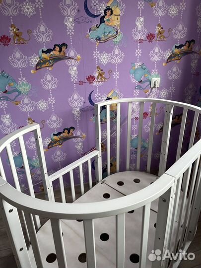 Кроватка круглая с маятником 7в1