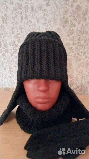 Шапка ушанка, снуд и варежки