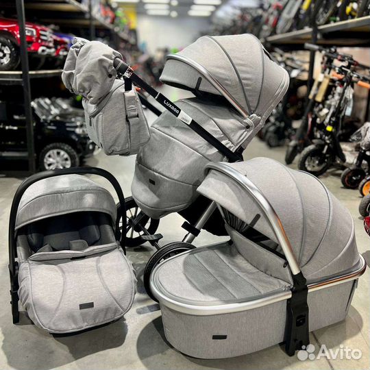 Коляска 3в1 модуль Новая (Светло серый Беж)