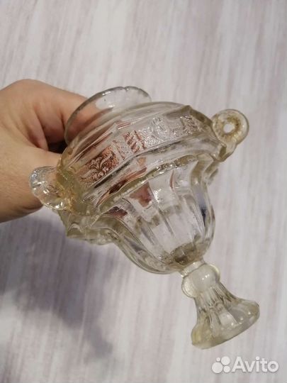 Старинная стеклянная лампадка 19 век