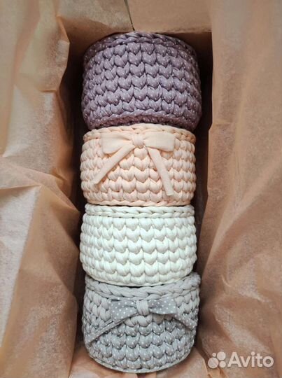 Интерьерная корзинка из трикотажной пряжи