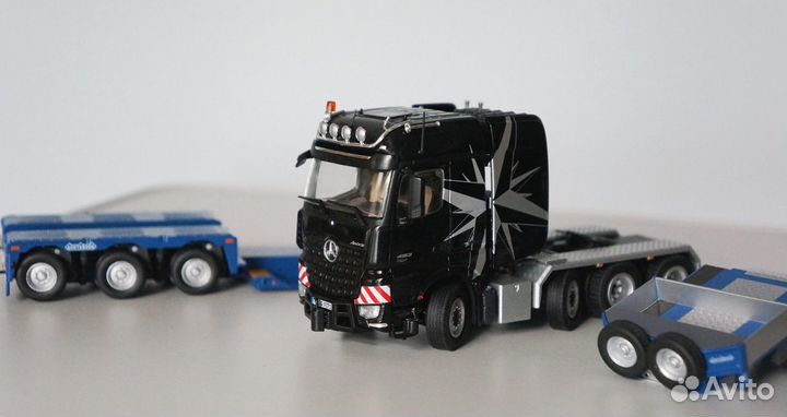 1/50 тягач Mercedes 8х трал Nooteboom низкорамник