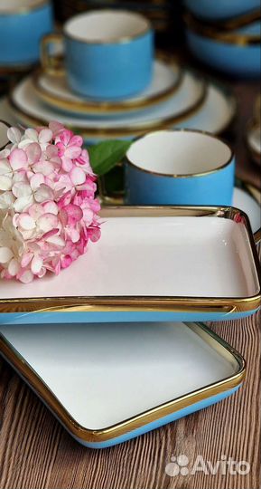 Столовый сервиз на 6 персон 32 предмета голубой