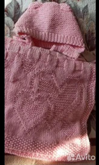 Плед для новорожденного 90х80 см + чепчик