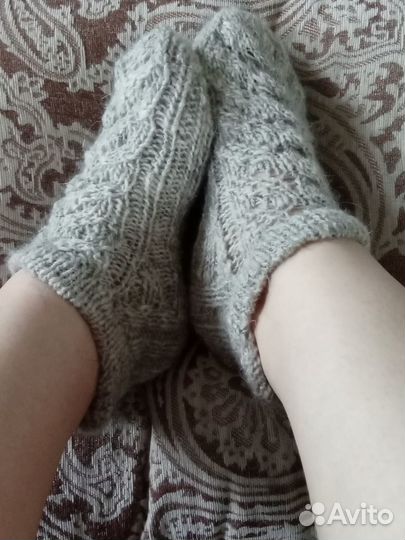 Короткие носки из козьего пуха + овечья шерсть