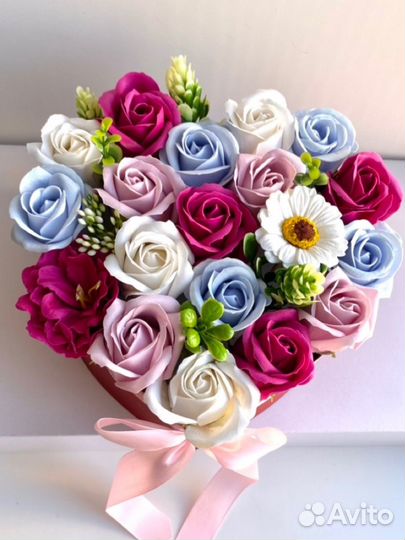 Букет из мыльных цветов сердце