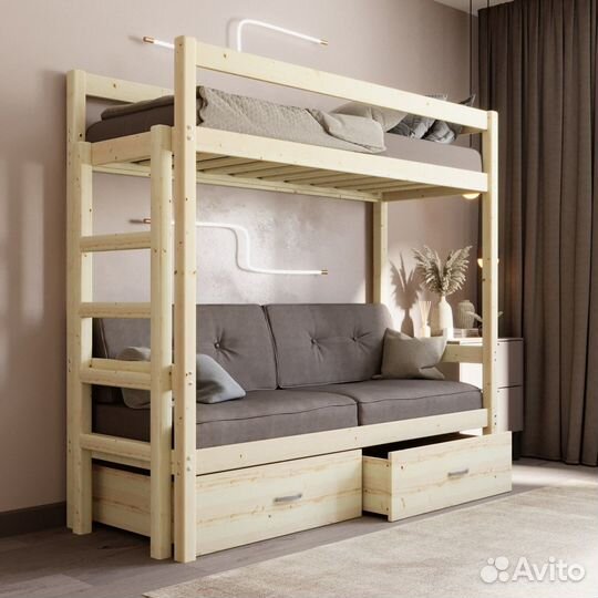Кровать чердак с диваном детская