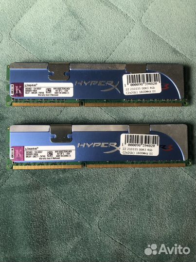 Оперативная память Kingston HyperX 2+2Gb 1600Mhz