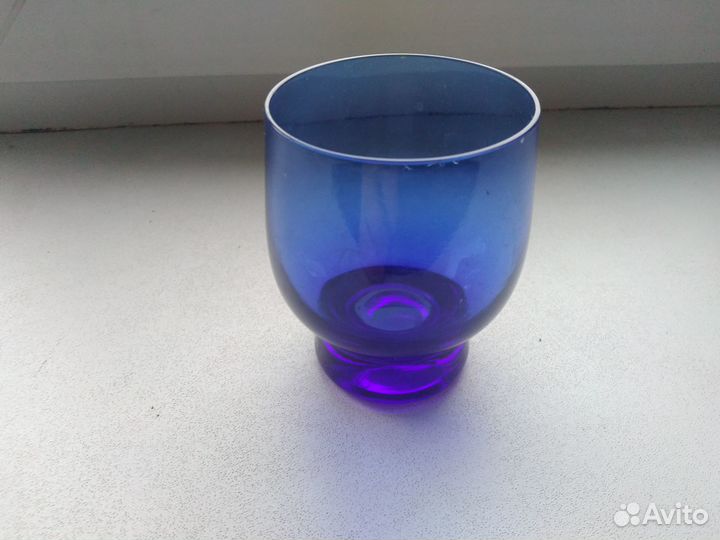 Бокал ваза из синего стекла СССР в стиле лофт