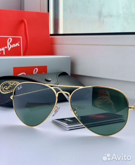 Очки ray ban aviator авиаторы зеленые