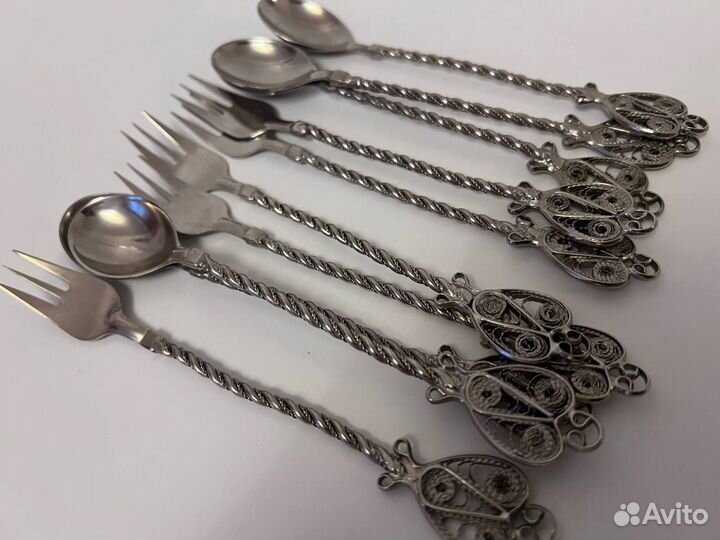 Набор десертных ложек и вилок (мельхиор) СССР