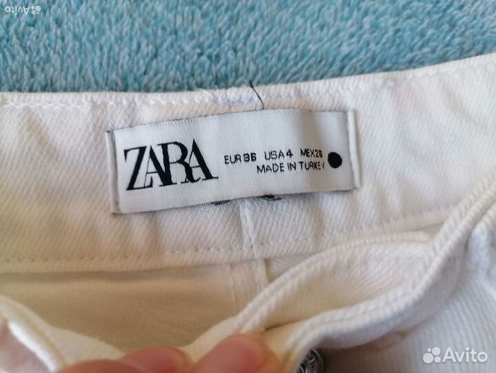 Женские джинсы белые прямые укороченные zara р42 s