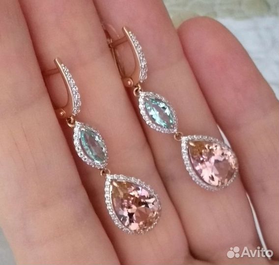 585 длинные серьги с ситаллами Новые 3310/гр