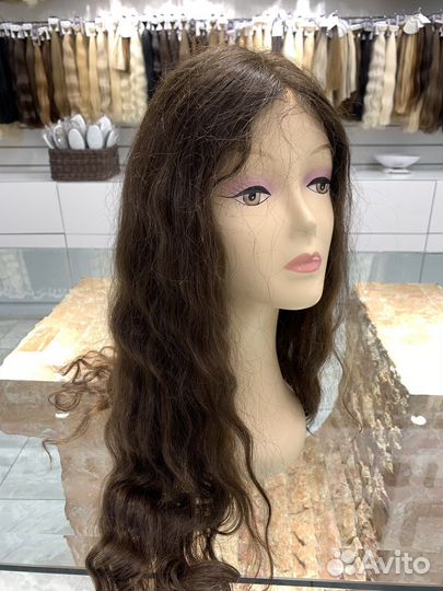 Парик из неокрашенных волос кудри 60/65 см