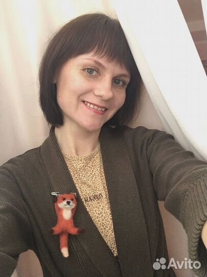 Брошь лиса валяная