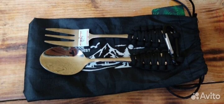 Набор ложка с вилкой на паракорде, 13 см