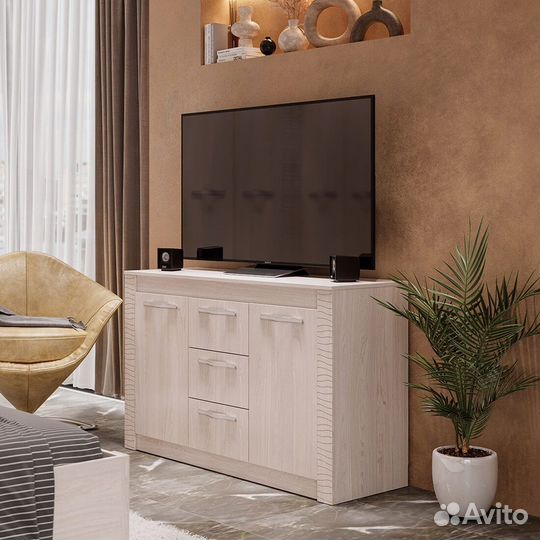 Комод Монако км-14 ясень белый 136x85x46