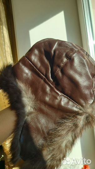 Меховая детская шапка 4 / 5 лет мех кожа
