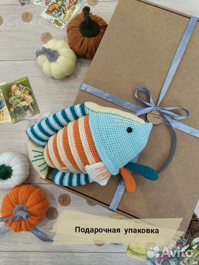 Вязаные игрушки. Рыбка. Птичка. Ручная работа