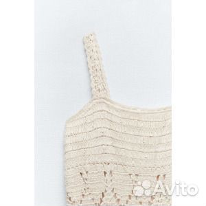 Платье Zara Knit Crochet, экрю