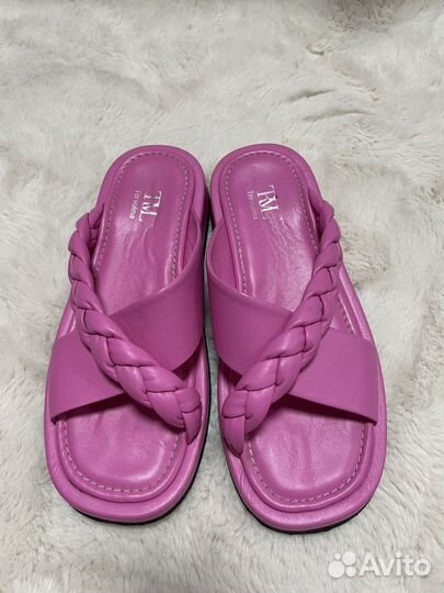 Сланцы розовые кожаные женские 39