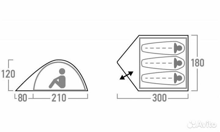 Палатка outventure Dome 3 Новая