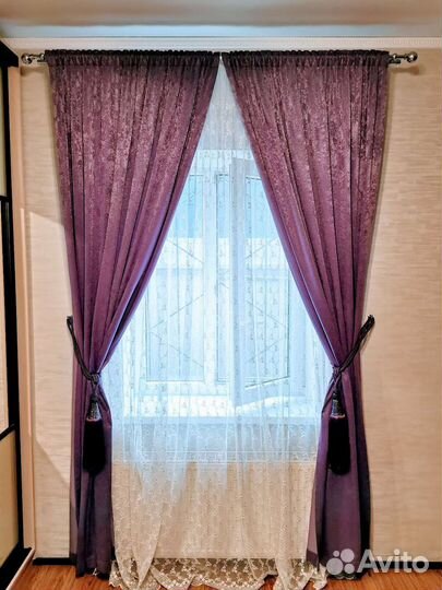 Комплект шторы и тюль 130/242 б/у