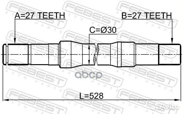 Полуось правая 27X527X27 opel antara 06- 1012C1