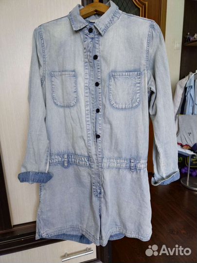 Комбинезон женский летний джинсовый 46