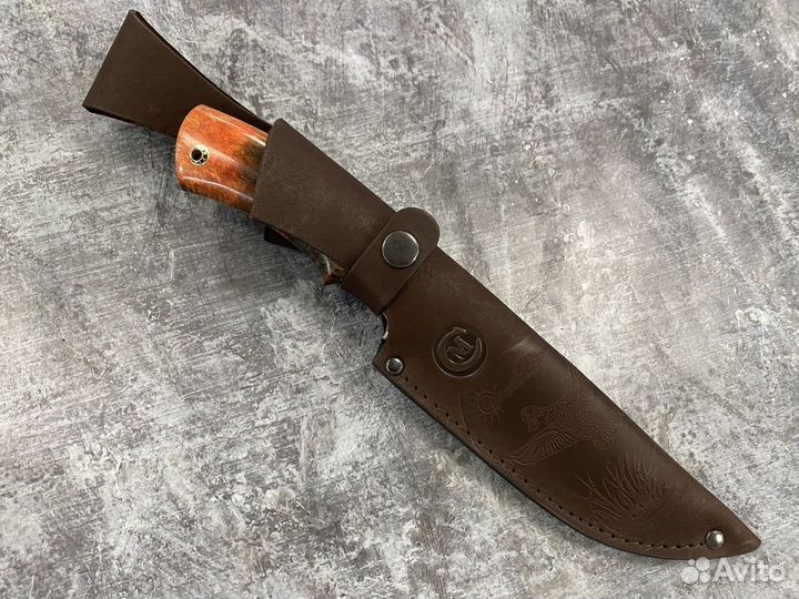 Нож галеон, ламинированная дамасская сталь, мельхи