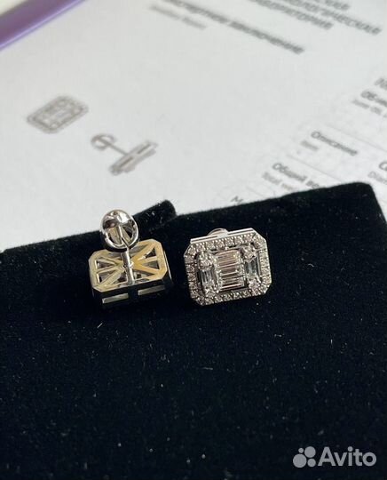 Золотые пусеты с бриллиантами 1.26 ct