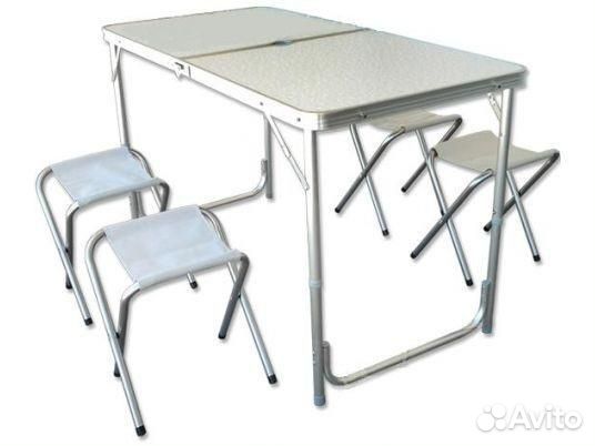 Складной стол + 4 стула (120см*60см)