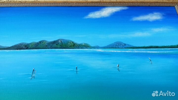 Картина маслом на холсте пейзаж в раме