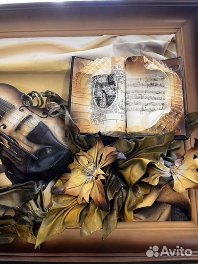 Картина из натуральной кожи, раритет