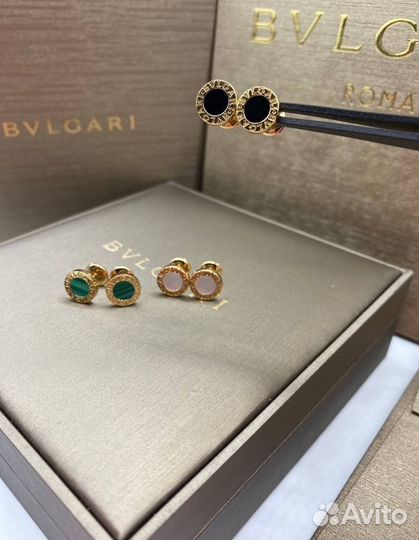 Золотые серьги пусеты bvlgari 585п.750п