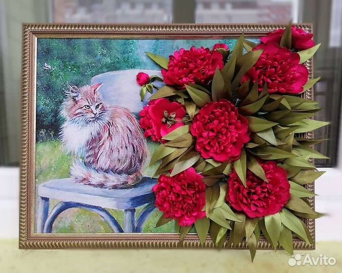 Картина вышитая лентами