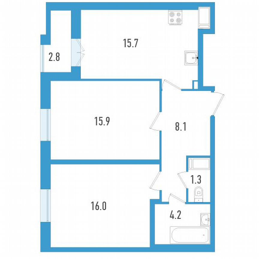 2-к. квартира, 62 м², 11/19 эт.