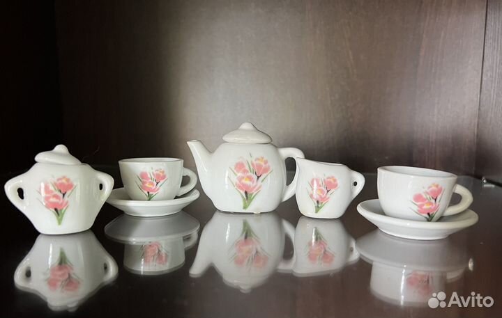 Набор миниатюрной / кукольной керамической посуды